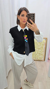 CAMICIA+GILET+CRAVATTA  NERO